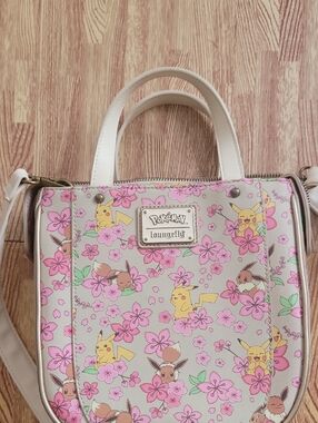 Loungefly Pink Cherry Blossom Pokémon Crossbody Satchel - Pikachu & Eevee